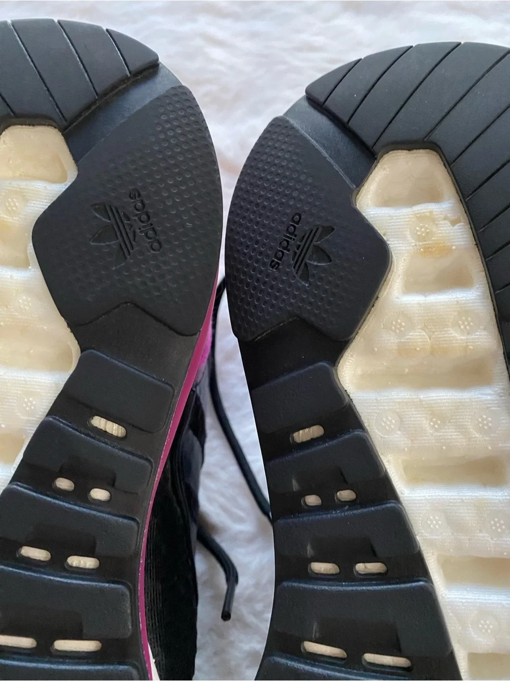 adidas Women's Black Athletic Sneakers with Pink Accents